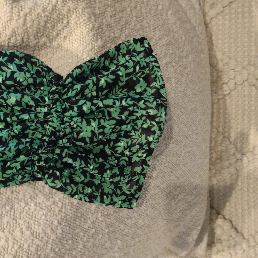 Who What Wear Women's Large Long Bell Sleeve Green Floral Blouse - Picture 5 of 6